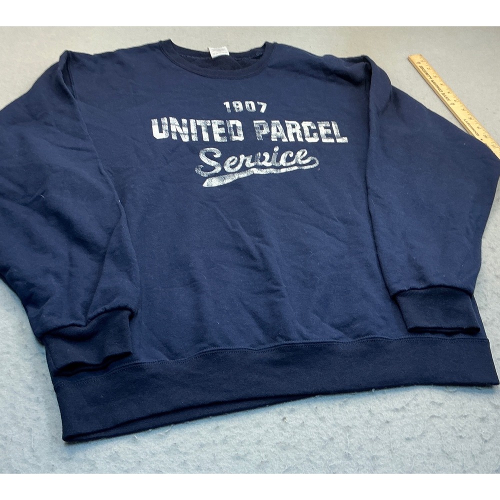Jerzees United Parcel Service UPS Sweatshirt Navy Blue Graphic Large